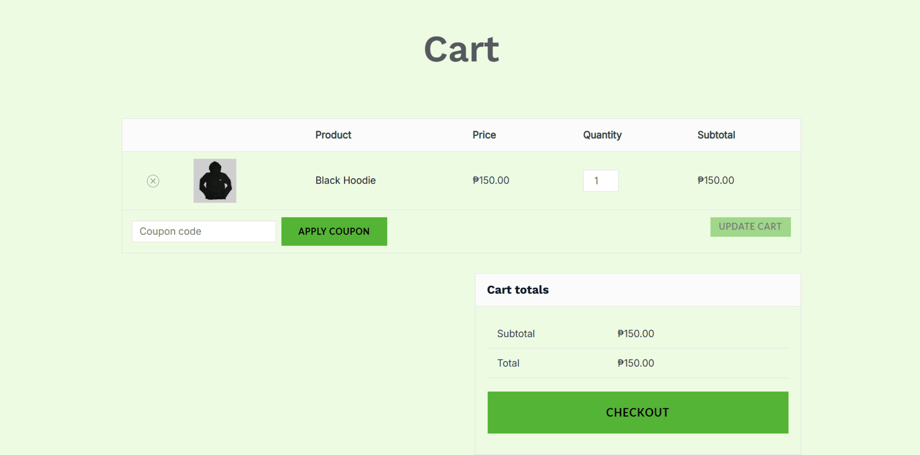 All In One Ecommerce Store Cart Page